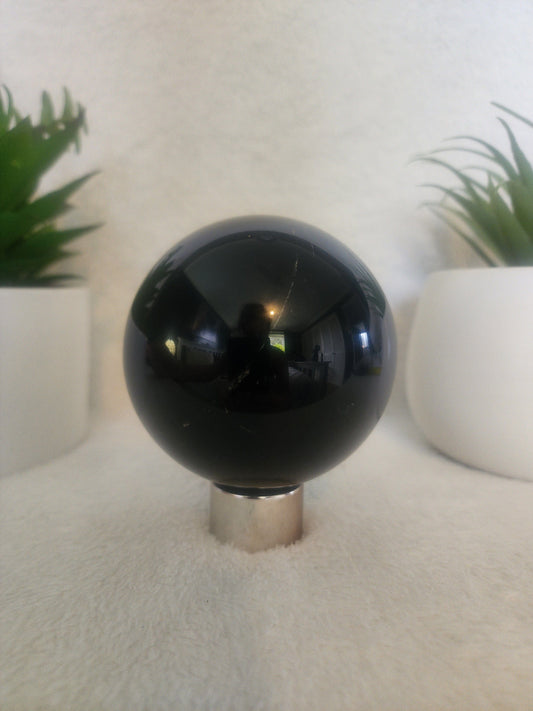 Crystals Golden Sheen Black Obsidian Sphere 747g