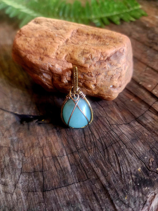 Copper Wire Wrap Crystal Green Aventurine Copper Wire Wrapped Handmade Pendant Bronze Australia