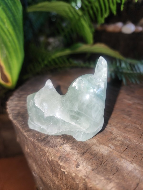 Green Fluorite Carved Cat - Crystals Australia