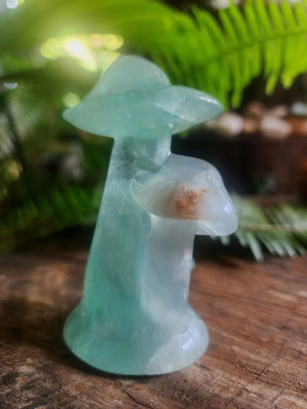 Green Fluorite Carved Mushroom - Carving Australia