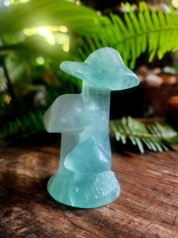 Green Fluorite Carved Mushroom - Carving Australia