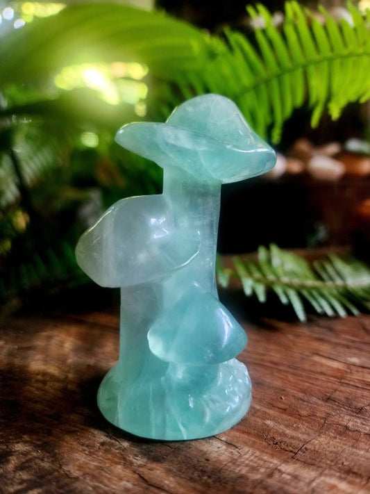 Green Fluorite Carved Mushroom - Carving Australia