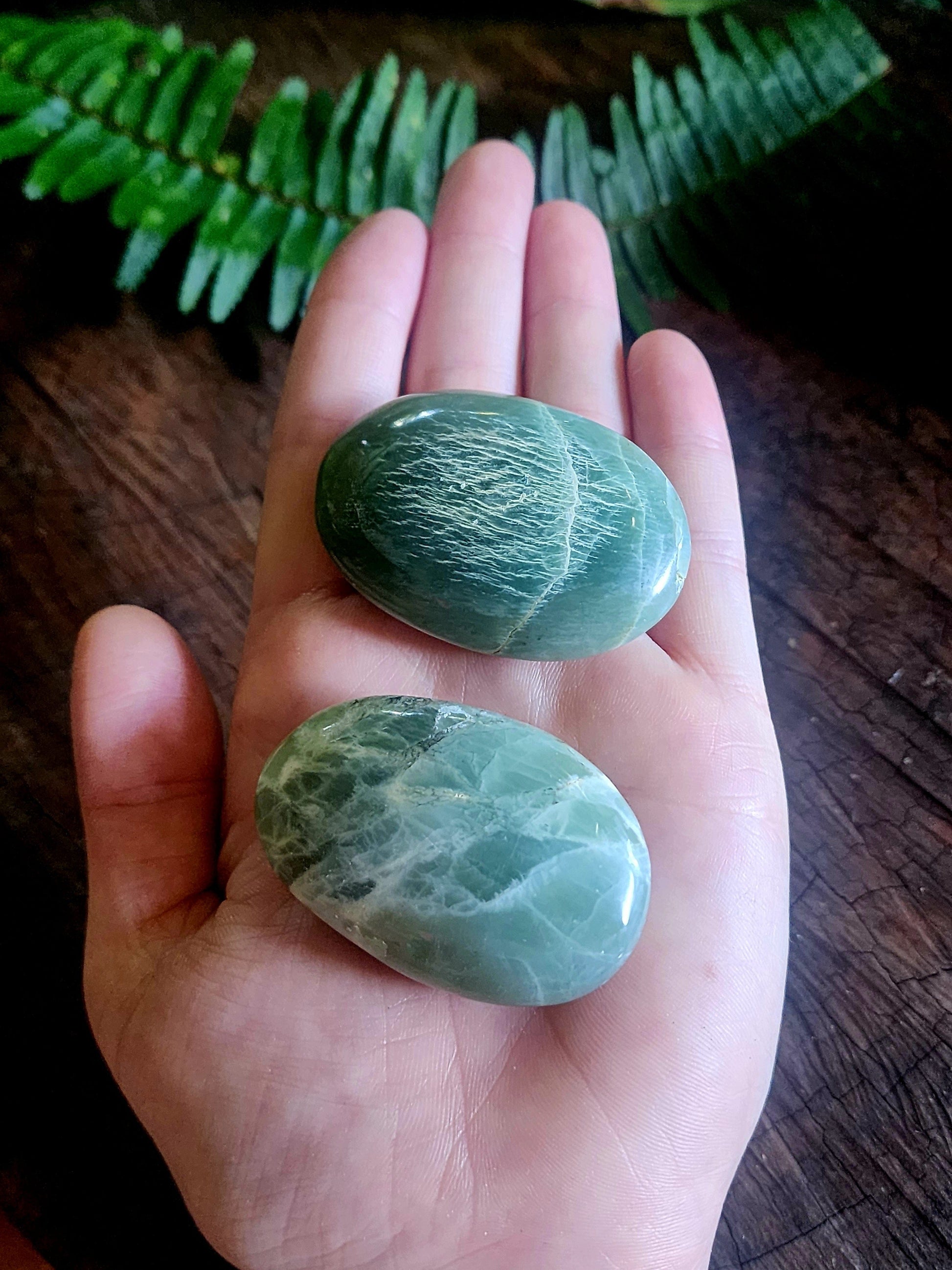 Green Moonstone Palm Stone Australia