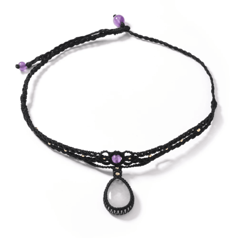 Handmade Clear Quartz Crystal Macrame Necklace / Choker - Adjustable - Jewellery Australia