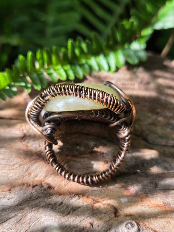 Honey Calcite Copper Wire Wrapped Ring - Jewellery Australia