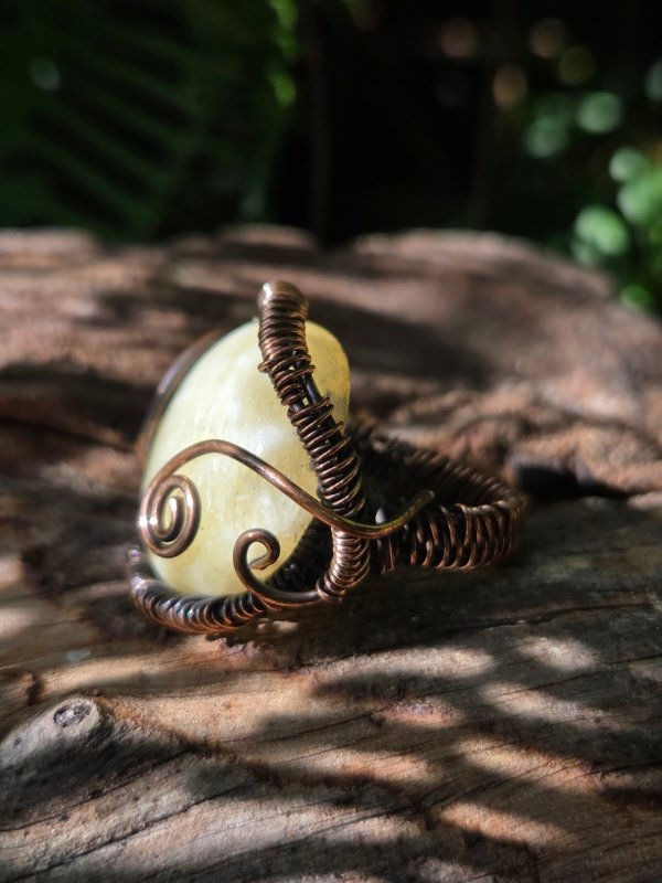 Honey Calcite Copper Wire Wrapped Ring - Jewellery Australia