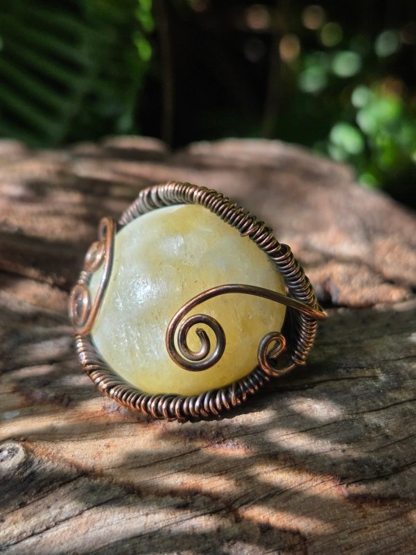 Honey Calcite Copper Wire Wrapped Ring - Jewellery Australia