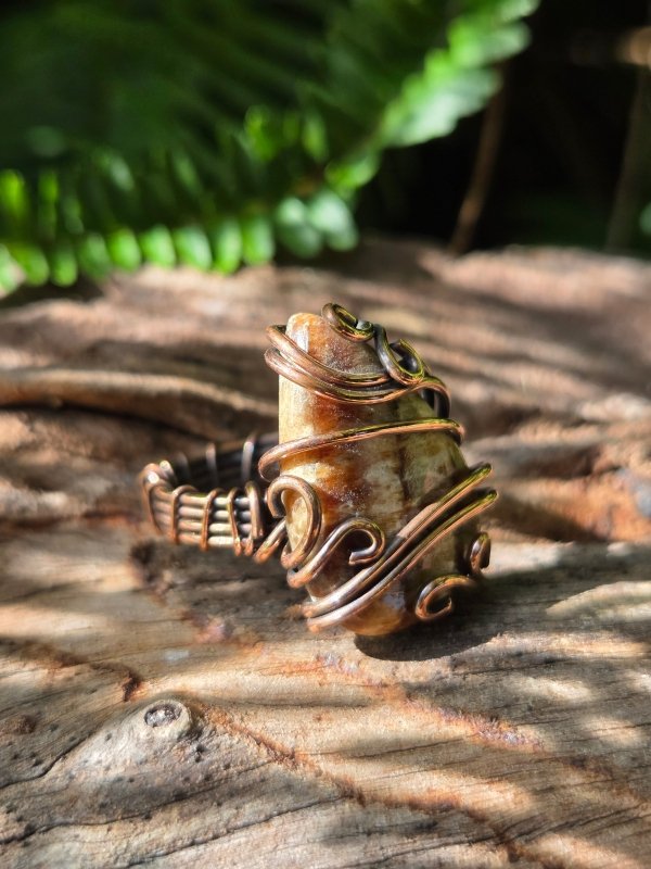 Jasper Copper Wire Wrapped Ring - Jewellery Australia