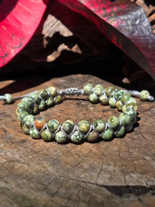 Kambaba Jasper Macrame Bracelet 6mm – Adjustable - Jewellery Australia