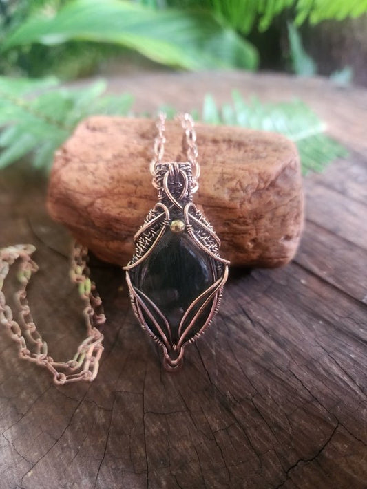 Labradorite Copper Wire Wrap Pendant Necklace - Crystals Australia