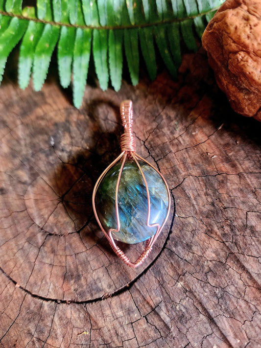 Labradorite Copper Wire Wrapped Handmade Pendant Australia