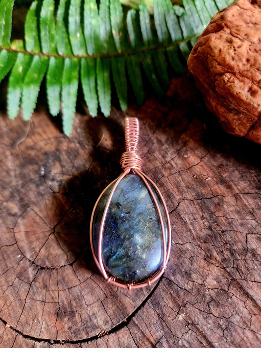 Labradorite Copper Wire Wrapped Handmade Pendant Australia