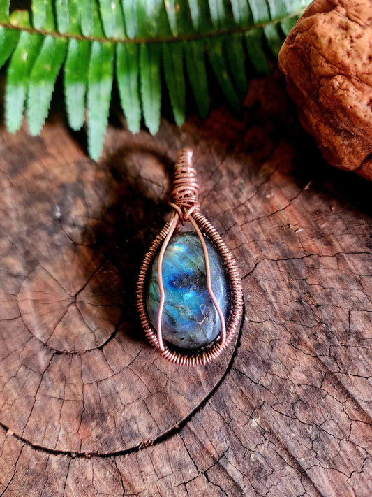 Labradorite Copper Wire Wrapped Handmade Pendant Australia