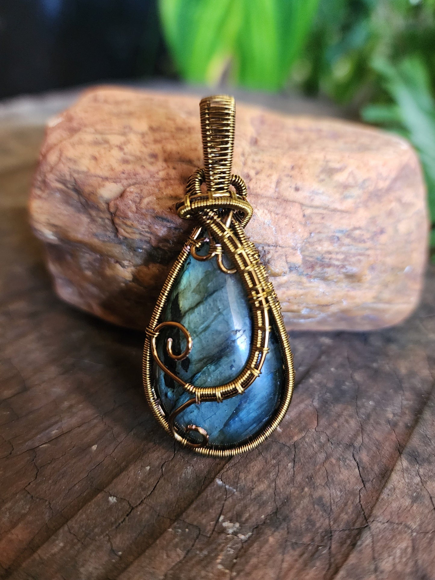 Copper Wire Wrap Crystal Labradorite Copper Wire Wrapped Handmade Pendant Bronze Australia