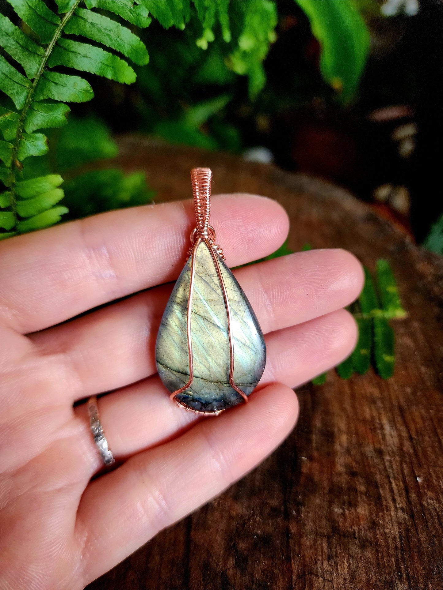 Copper Wire Wrap Crystal Labradorite Copper Wire Wrapped Handmade Pendant Australia
