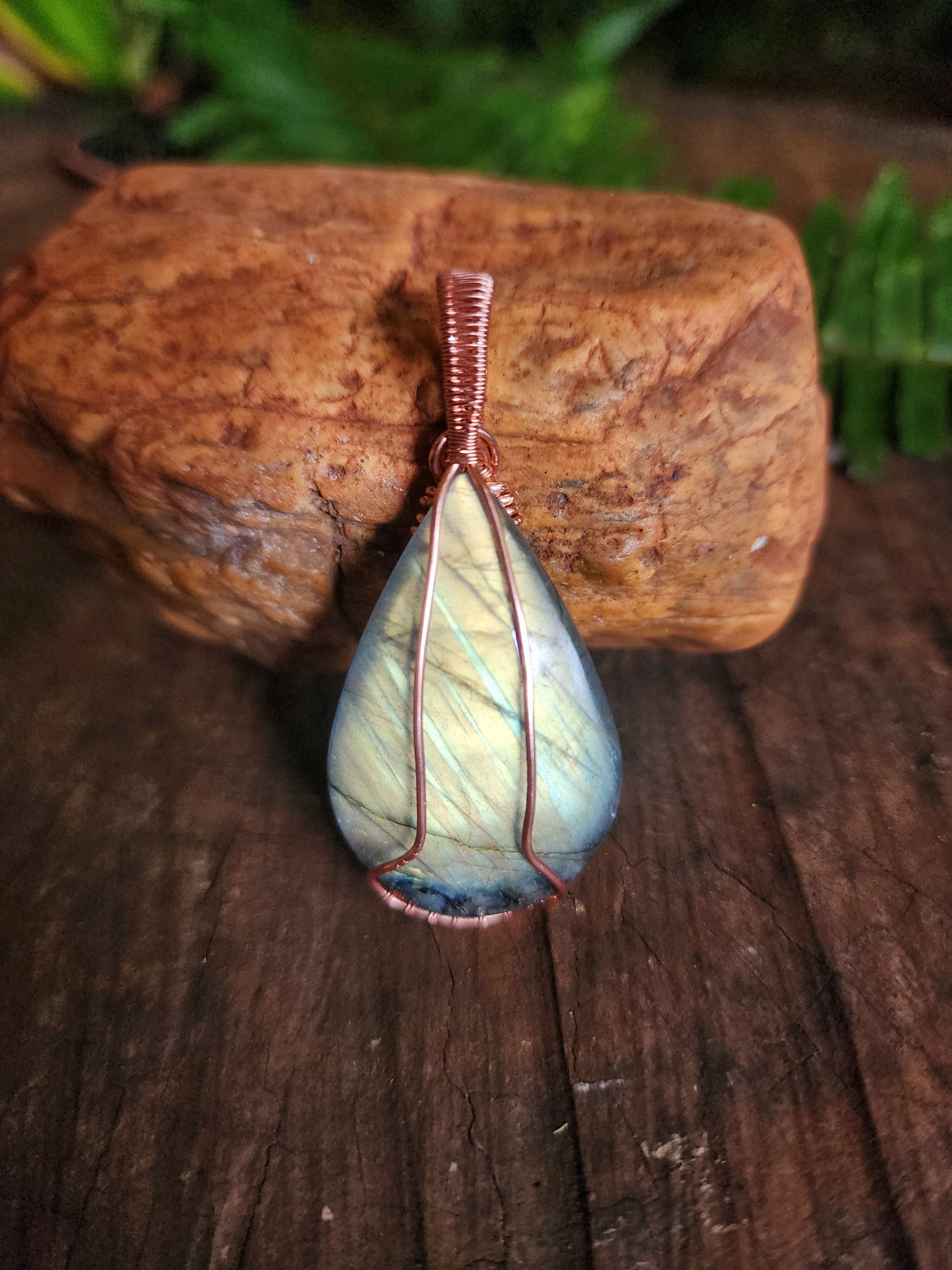 Copper Wire Wrap Crystal Labradorite Copper Wire Wrapped Handmade Pendant Australia
