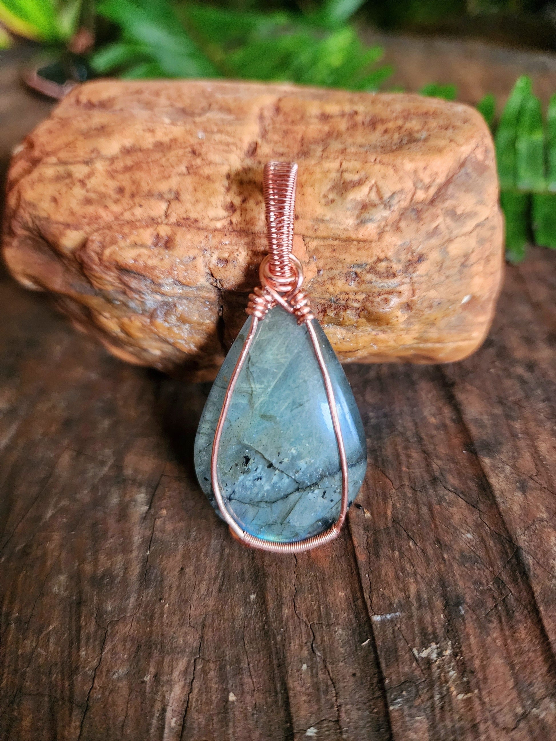 Copper Wire Wrap Crystal Labradorite Copper Wire Wrapped Handmade Pendant Australia