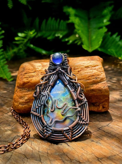 Labradorite Copper Wire Wrapped Handmade Pendant Necklace - Jewellery Australia