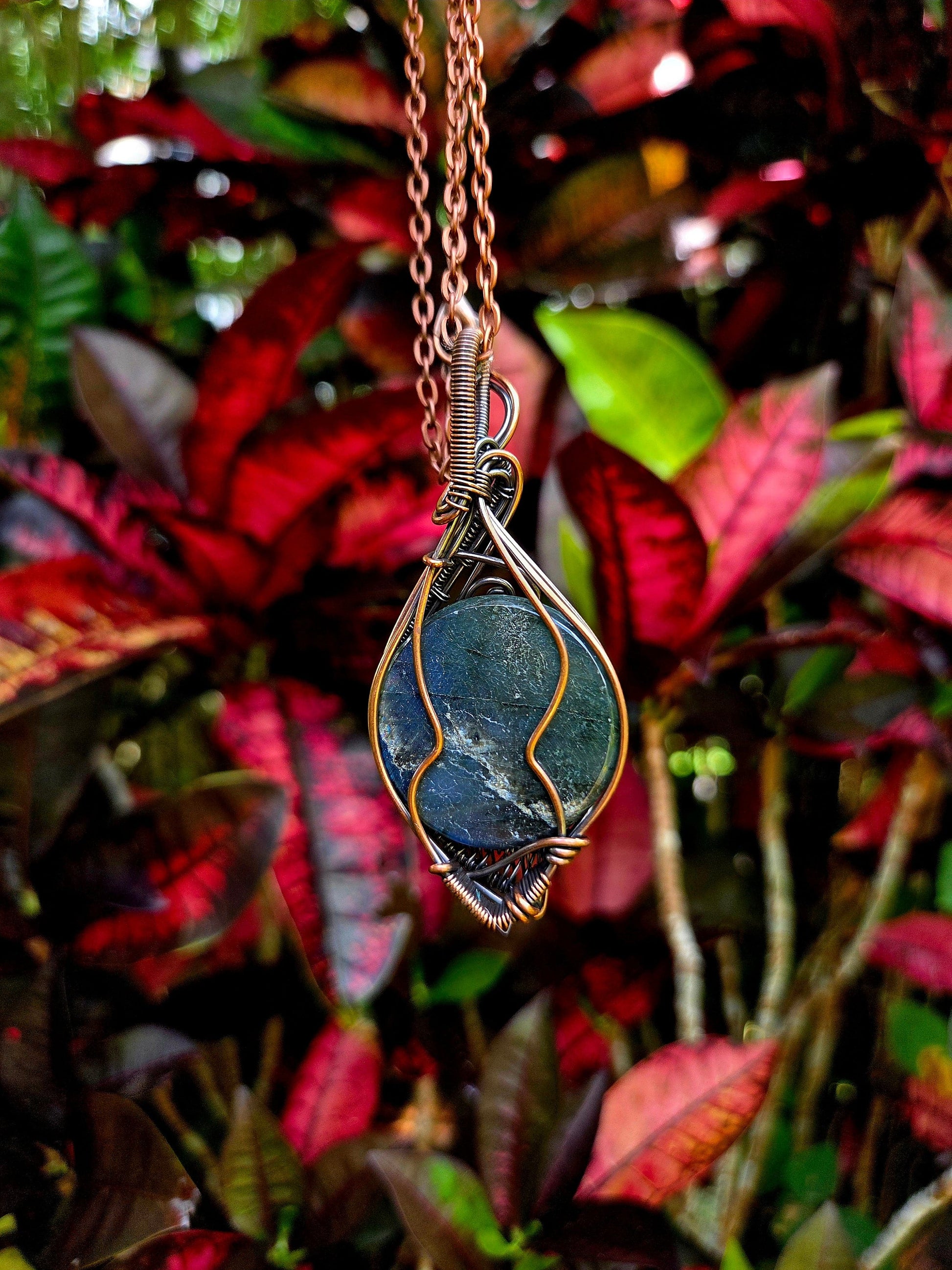 Jewellery Labradorite Copper Wire Wrapped Pendant Necklace