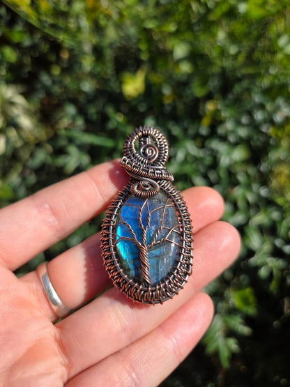 Labradorite Copper Wire Wrapped Tree of Life Pendant Necklace - Copper Australia