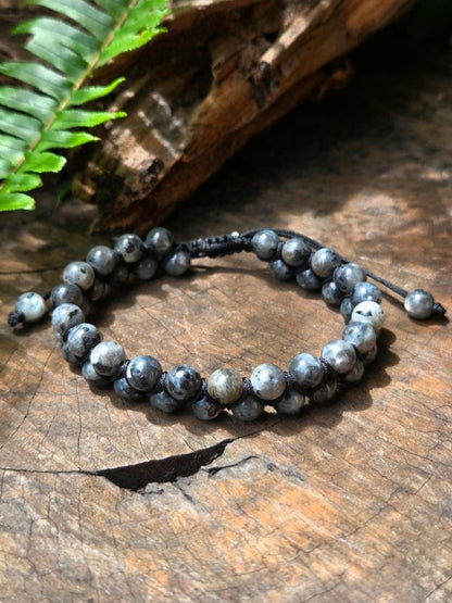 Labradorite Crystal Bracelet – Adjustable 6mm Beaded Macrame - Jewellery Australia