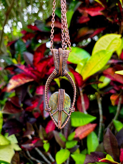 Jewellery Labradorite Crystal Copper Wire Wrapped Pendant Necklace
