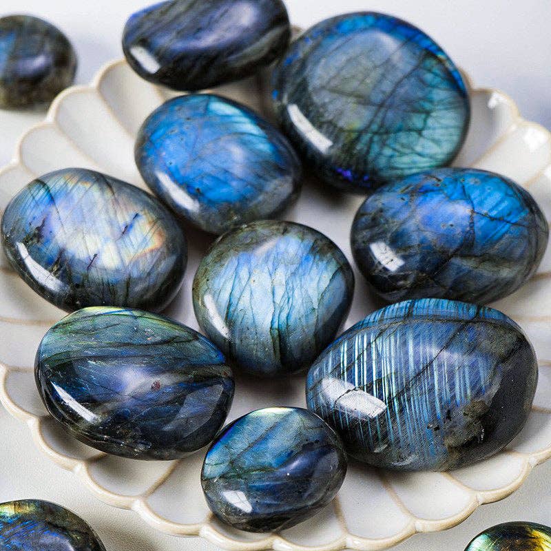 Labradorite Crystal Palm Stone - Crystals Australia
