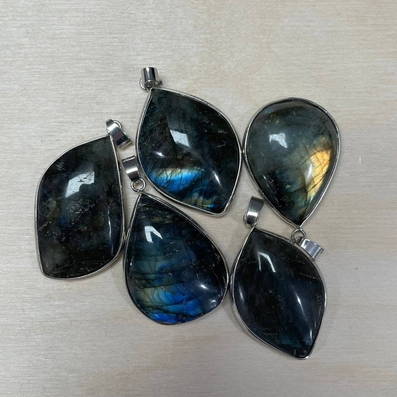 Labradorite Crystal Pendant Necklace Silver - Crystals Australia
