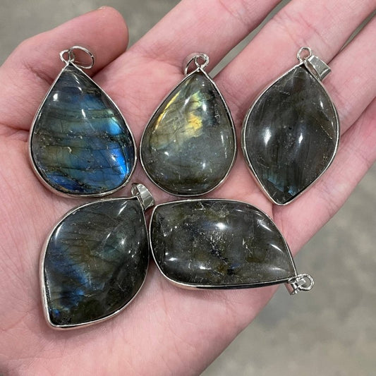 Labradorite Crystal Pendant Necklace Silver - Crystals Australia