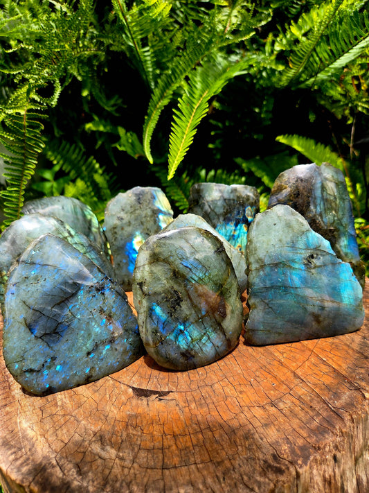 Crystals Labradorite Crystal Raw Freeform Slab - Polished One Side