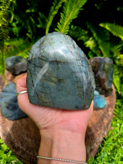 Crystals Labradorite Crystal Raw Freeform Slab - Polished One Side