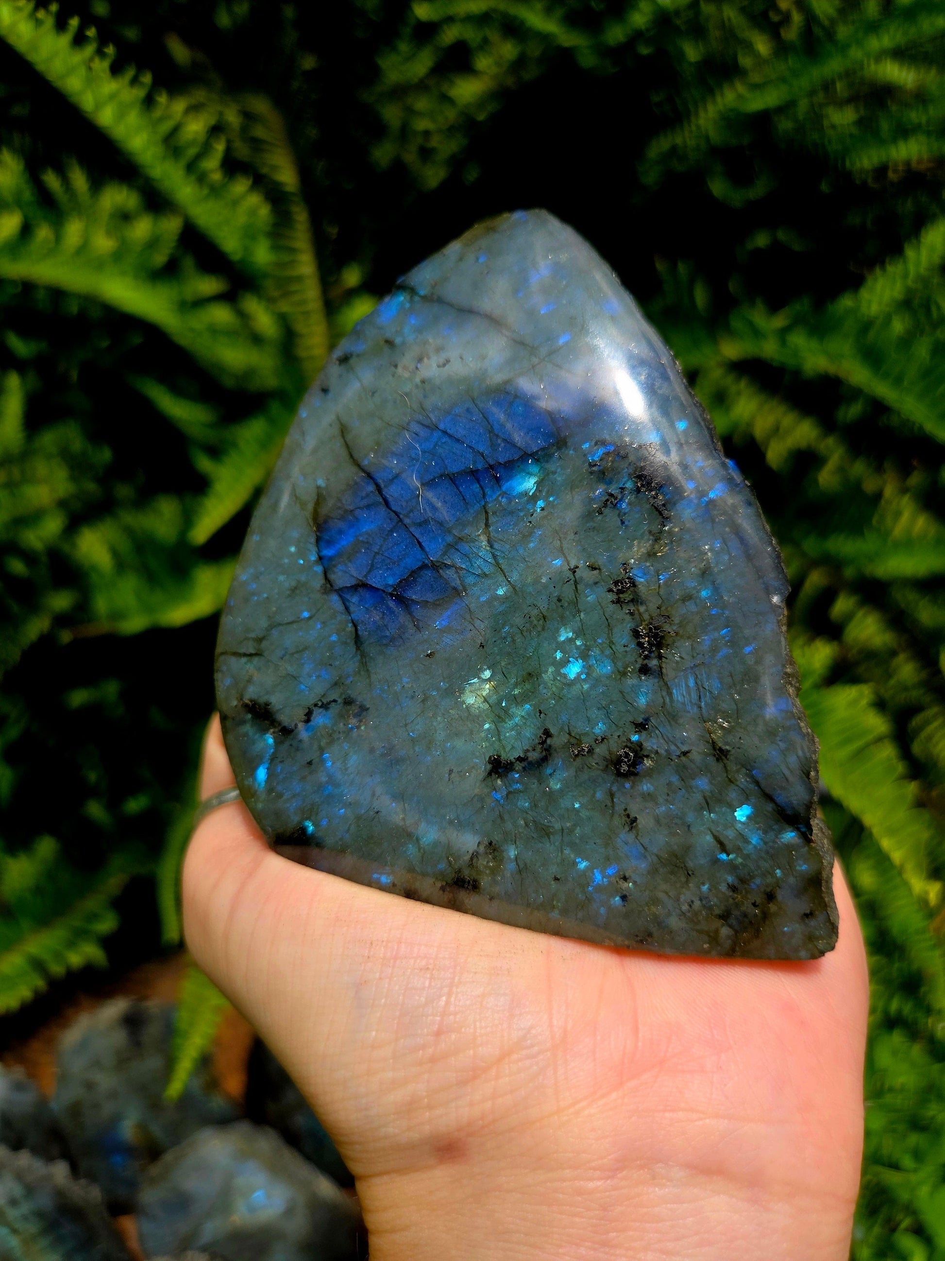 Crystals Labradorite Crystal Raw Freeform Slab - Polished One Side