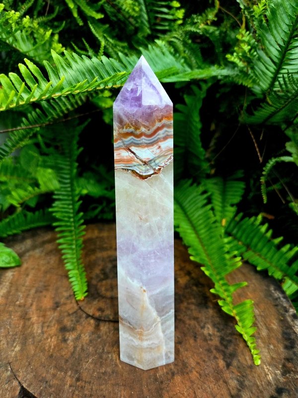 Large Amethyst Lace Agate Tower Point Generator 20cm - Crystals Australia