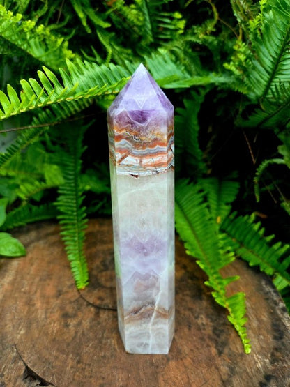 Large Amethyst Lace Agate Tower Point Generator 20cm - Crystals Australia