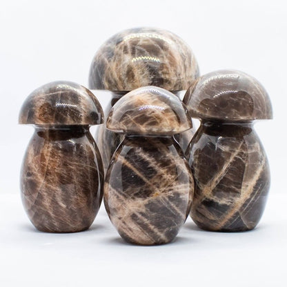 Large Black Moonstone Mushroom Carving - Carving Australia