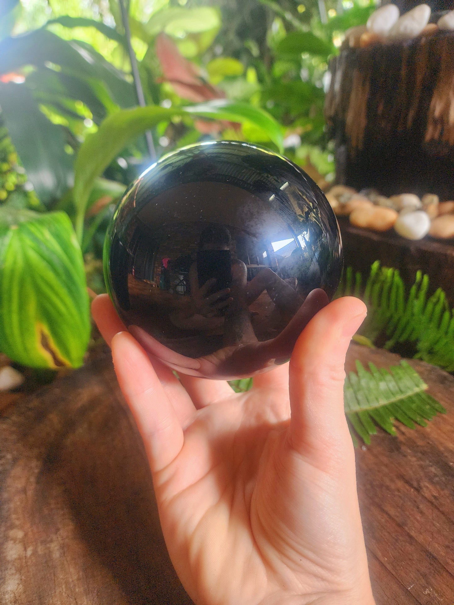 Large Black Obsidian Sphere 1268g Australia