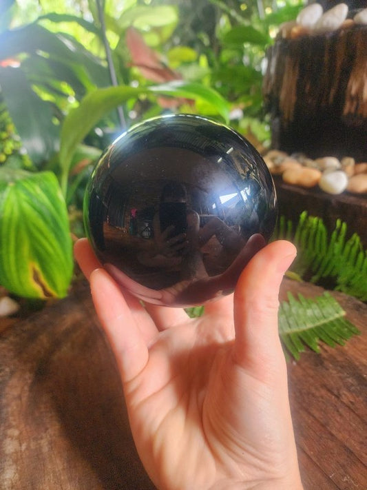 Large Black Obsidian Sphere 1268g - Crystals Australia