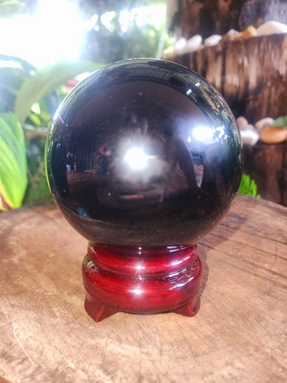 Large Black Obsidian Sphere 1268g - Crystals Australia