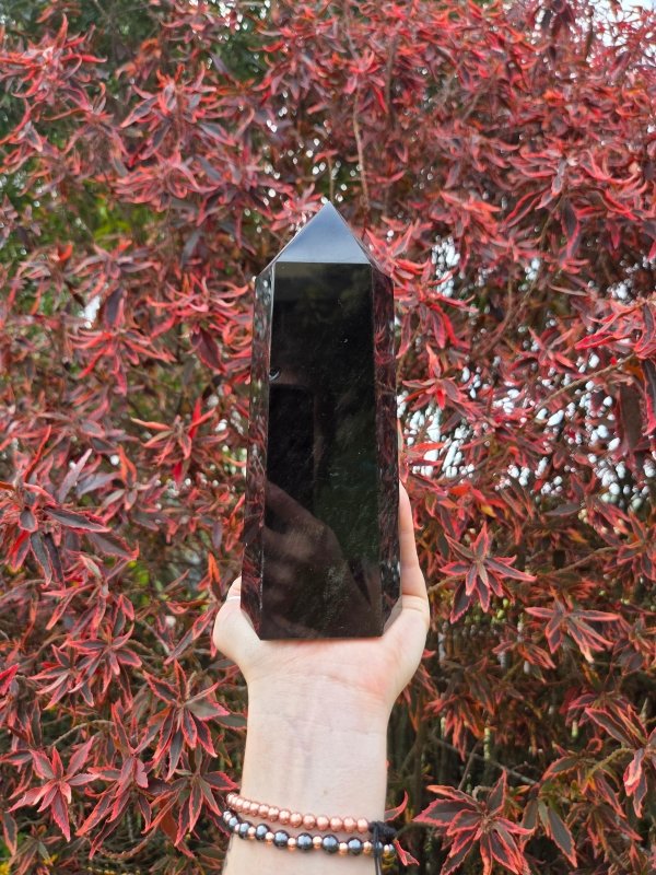 Large Black Obsidian Tower Point 1183g - Crystals Australia