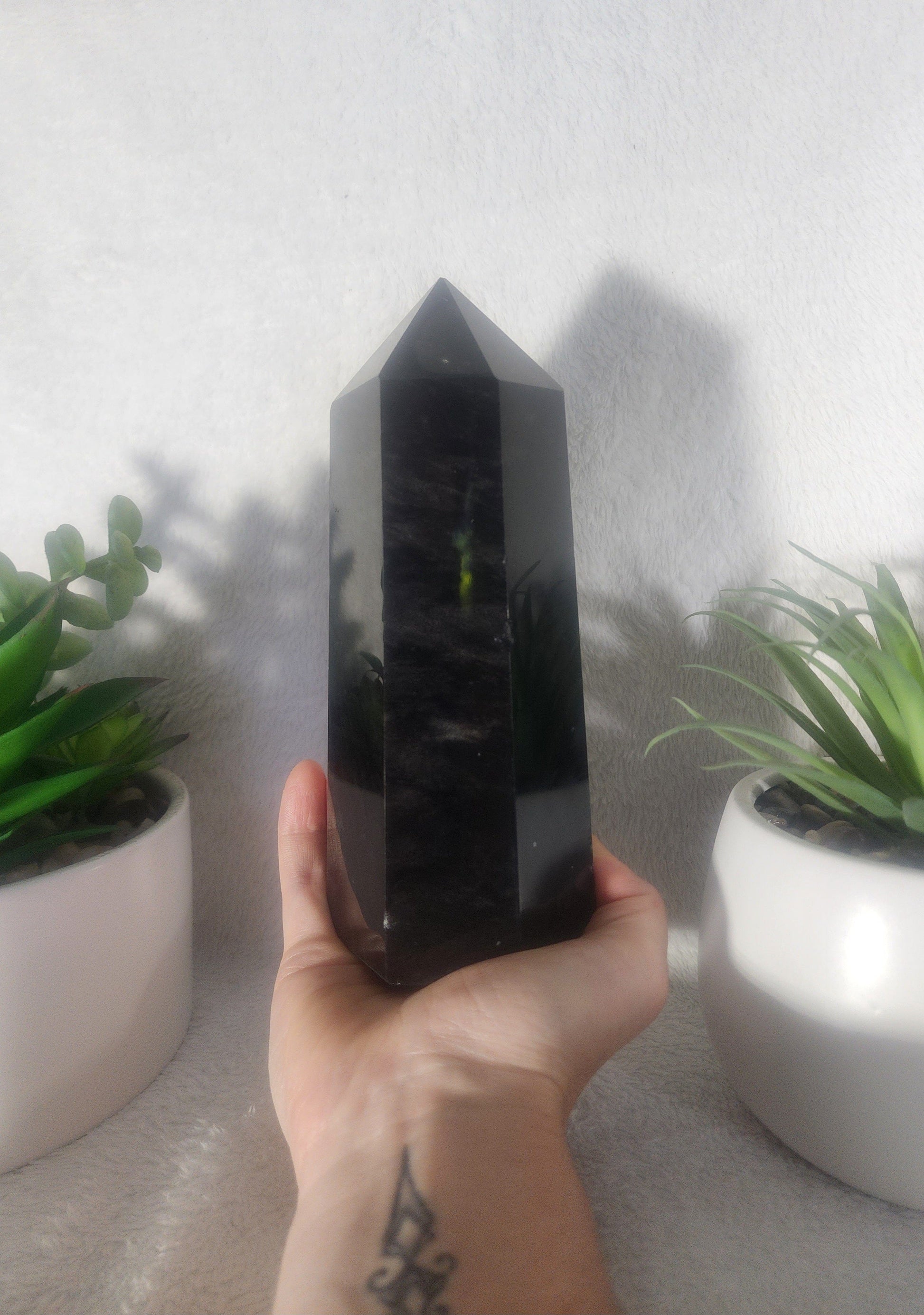Large Black Obsidian Tower Point 1183g Australia
