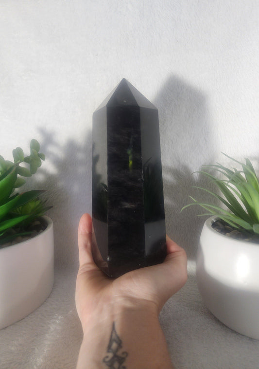 Large Black Obsidian Tower Point 1183g Australia