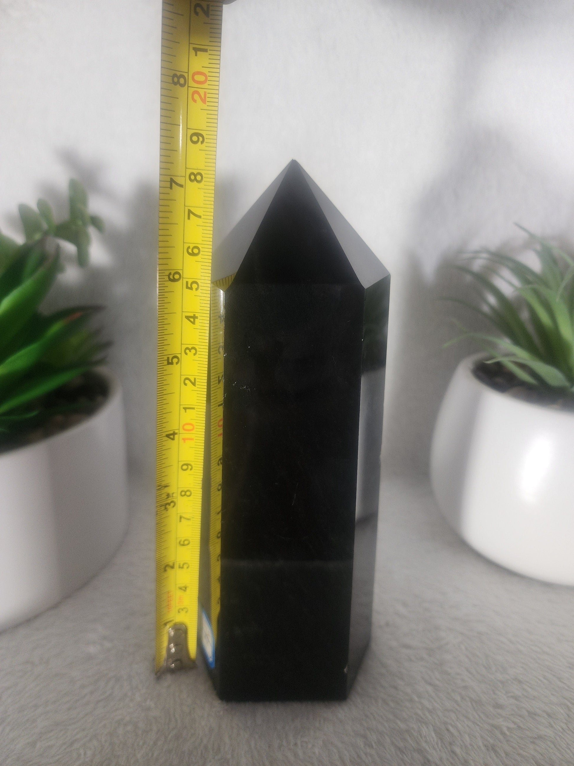 Large Black Obsidian Tower Point 1183g Australia