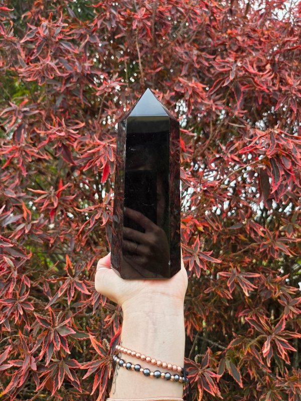 Large Black Obsidian Tower Point 1183g - Crystals Australia