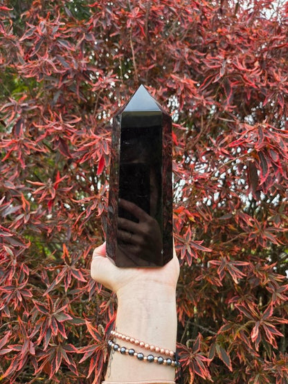 Large Black Obsidian Tower Point 1183g - Crystals Australia