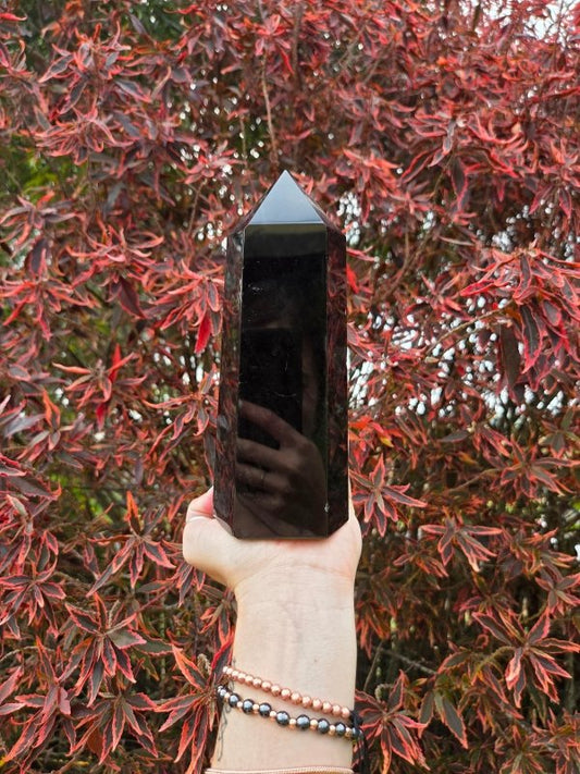 Large Black Obsidian Tower Point 1183g - Crystals Australia