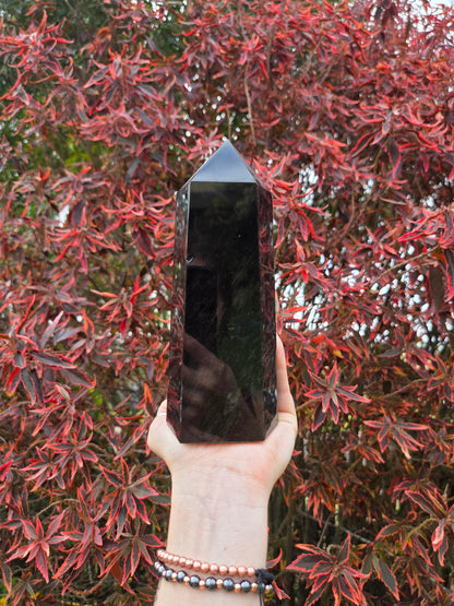 Crystals Large Black Obsidian Tower Point 1183g