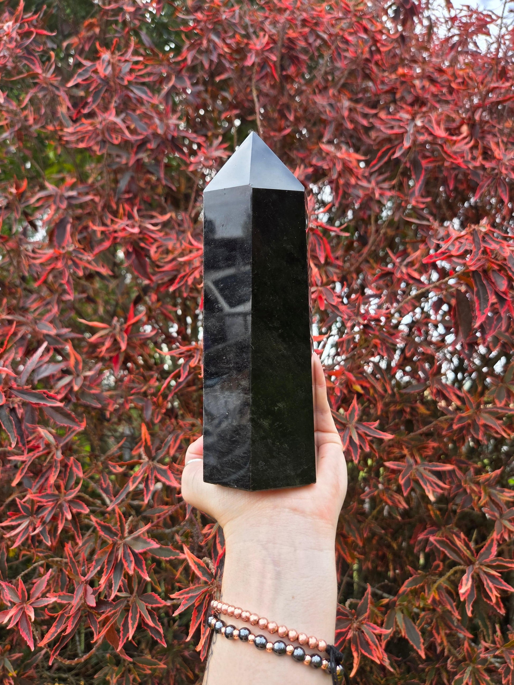 Crystals Large Black Obsidian Tower Point 1183g