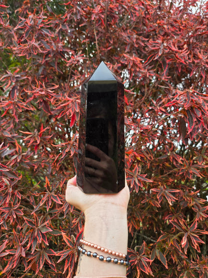 Crystals Large Black Obsidian Tower Point 1183g