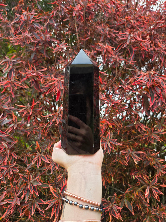 Crystals Large Black Obsidian Tower Point 1183g