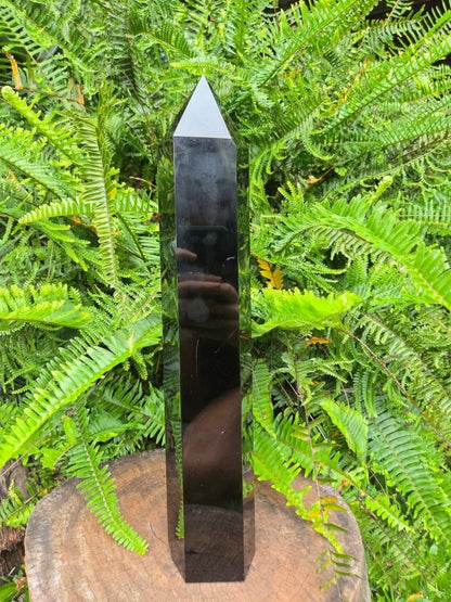 Large Black Obsidian Tower Point Generator 41cm - Crystals Australia